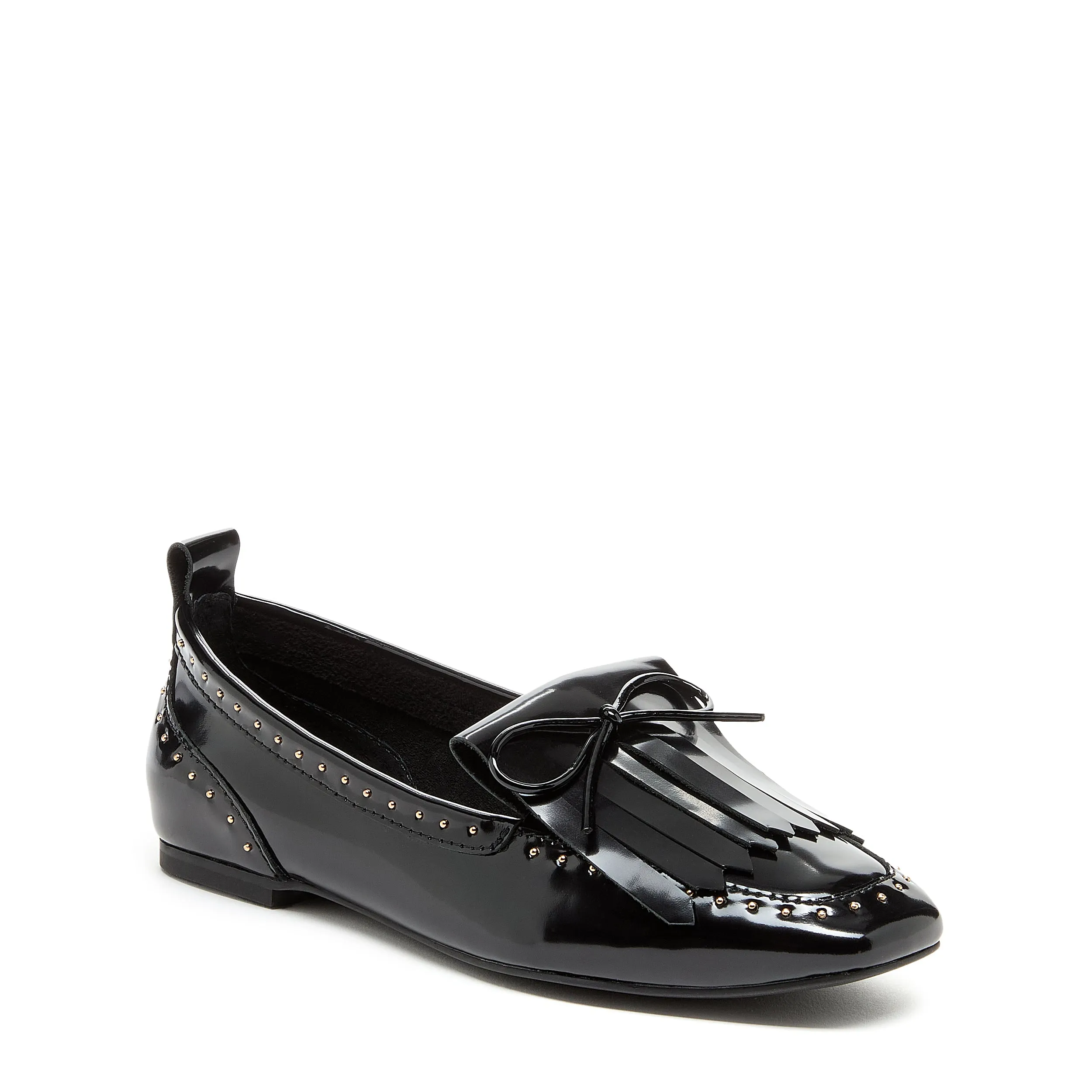 Flow Black Leather Kiltie Loafers