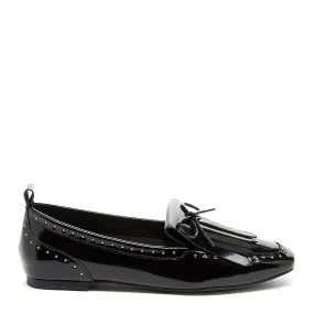 Flow Black Leather Kiltie Loafers