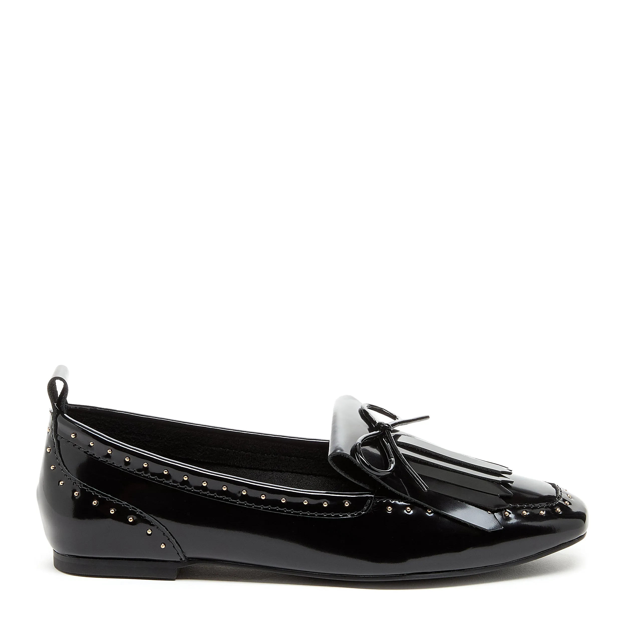 Flow Black Leather Kiltie Loafers