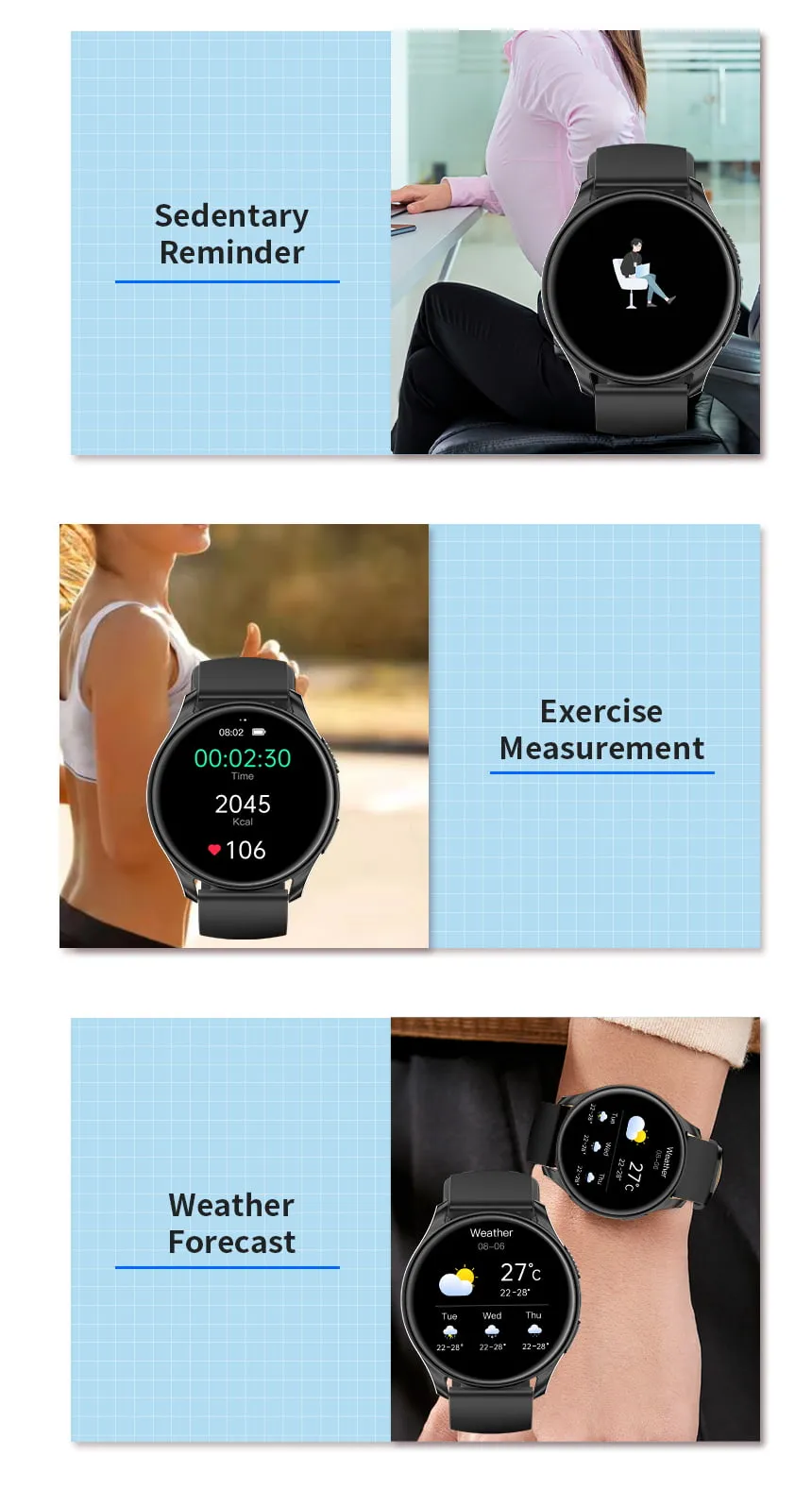 Fpogbef Smart Sport Watch for Android and IOS Phones, 1.3'' IP68 Waterproof Full Touch Fitness Activity Tracker Smart Watch with DIY Watch Face,Heart Rate,Pedometer Sleep Monitor for Men Women, Black
