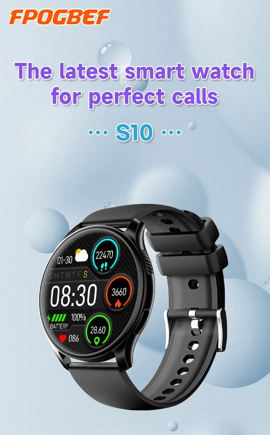 Fpogbef Smart Sport Watch for Android and IOS Phones, 1.3'' IP68 Waterproof Full Touch Fitness Activity Tracker Smart Watch with DIY Watch Face,Heart Rate,Pedometer Sleep Monitor for Men Women, Black