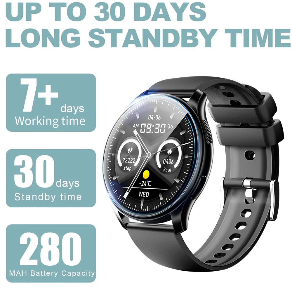 Fpogbef Smart Sport Watch for Android and IOS Phones, 1.3'' IP68 Waterproof Full Touch Fitness Activity Tracker Smart Watch with DIY Watch Face,Heart Rate,Pedometer Sleep Monitor for Men Women, Black