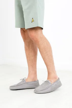 GREY FAUX SUEDE FLEECE LINED LOAFER SLIPPERS