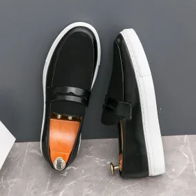 Hnzxzm Italian Luxury Suede Loafers Men's Slip-On Party Leather Shoes Slip-on Fashion Soft-soled Casual Shoes Wedding Fashion Moccasin
