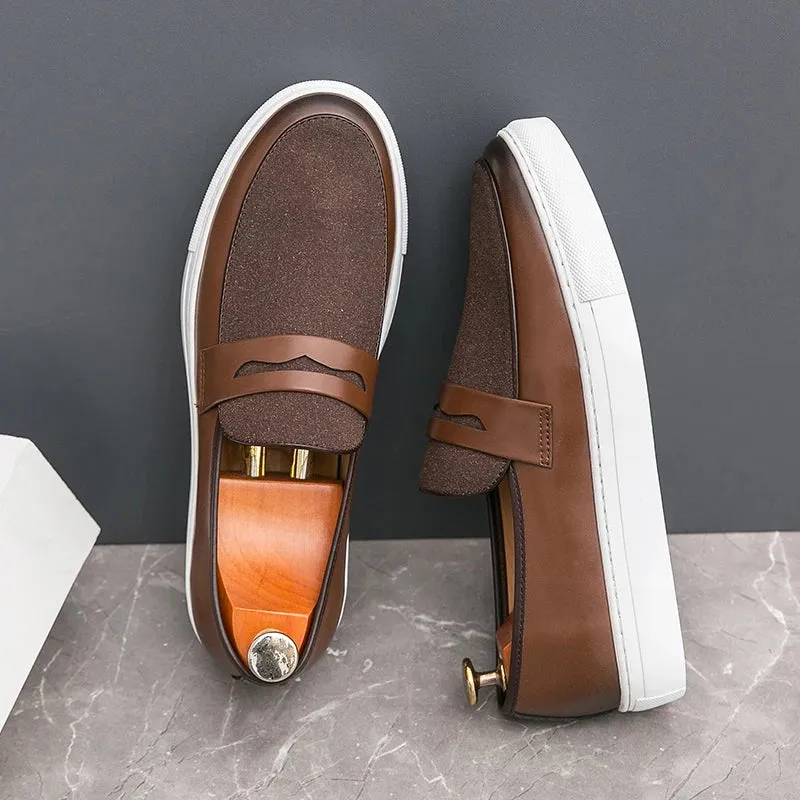 Hnzxzm Italian Luxury Suede Loafers Men's Slip-On Party Leather Shoes Slip-on Fashion Soft-soled Casual Shoes Wedding Fashion Moccasin