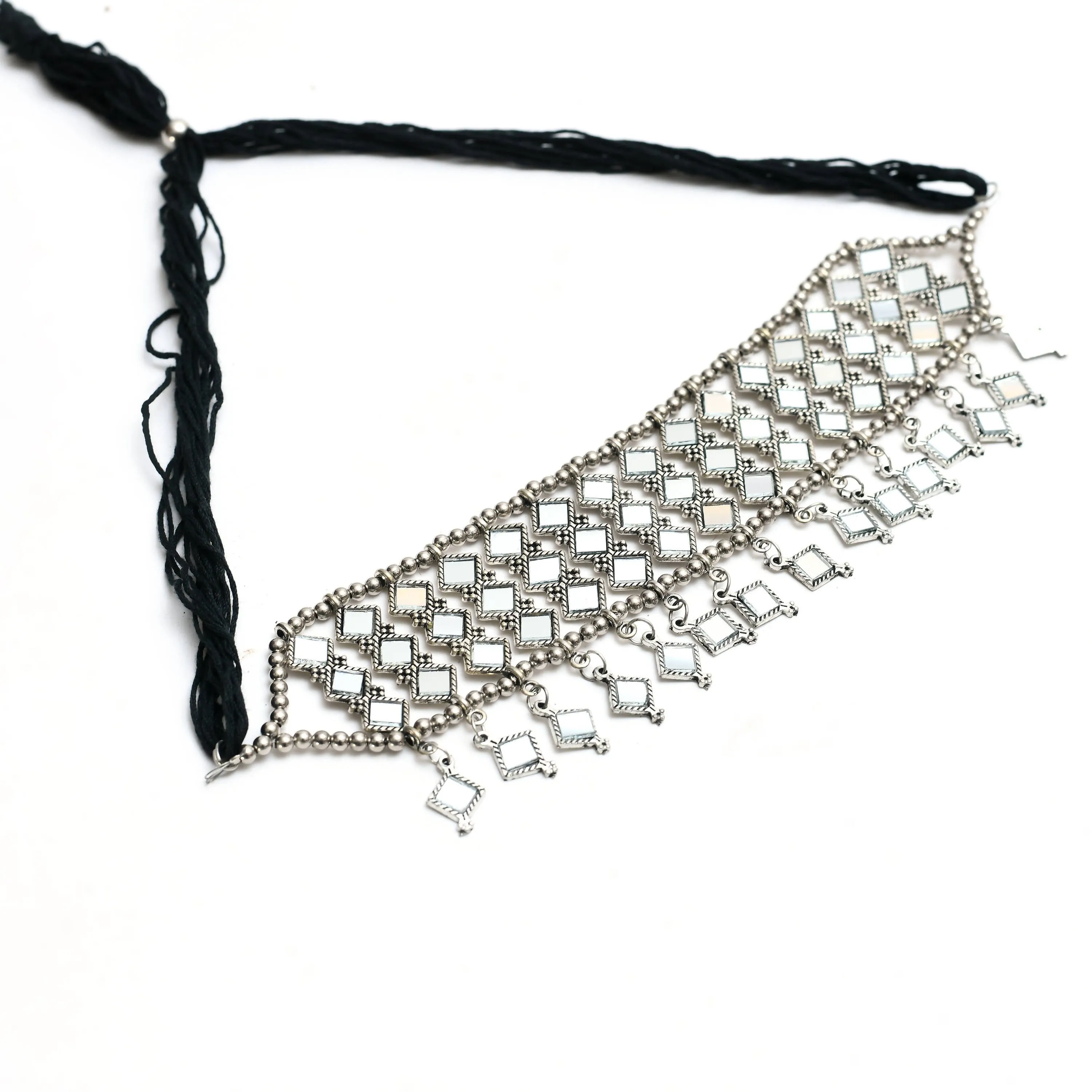 Kamal Johar Traditional design Mirror Necklace with Earrings Jkms_135