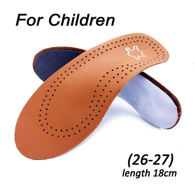 Leather orthotic insole for Flat Feet Arch Support