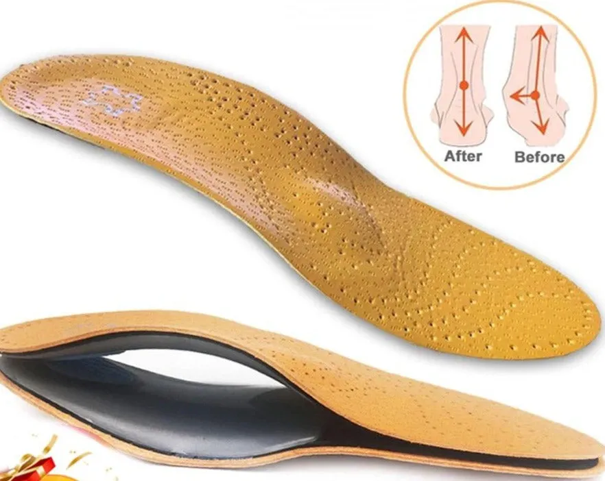 Leather orthotic insole for Flat Feet Arch Support