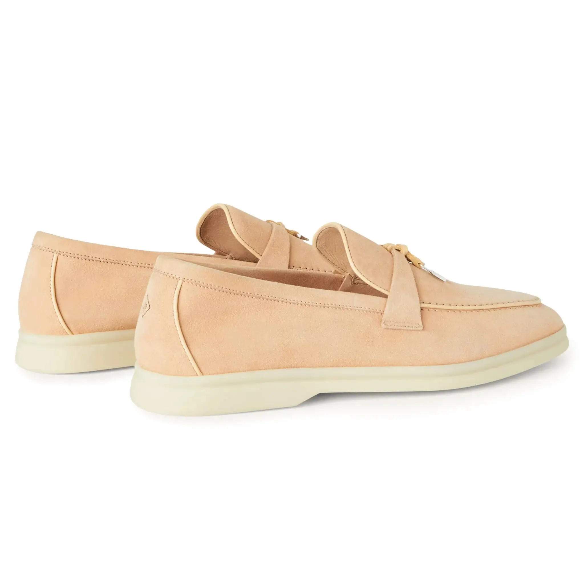 Loro Piana Summer Charms Walk Suede Goatskin Pink Reef Loafers