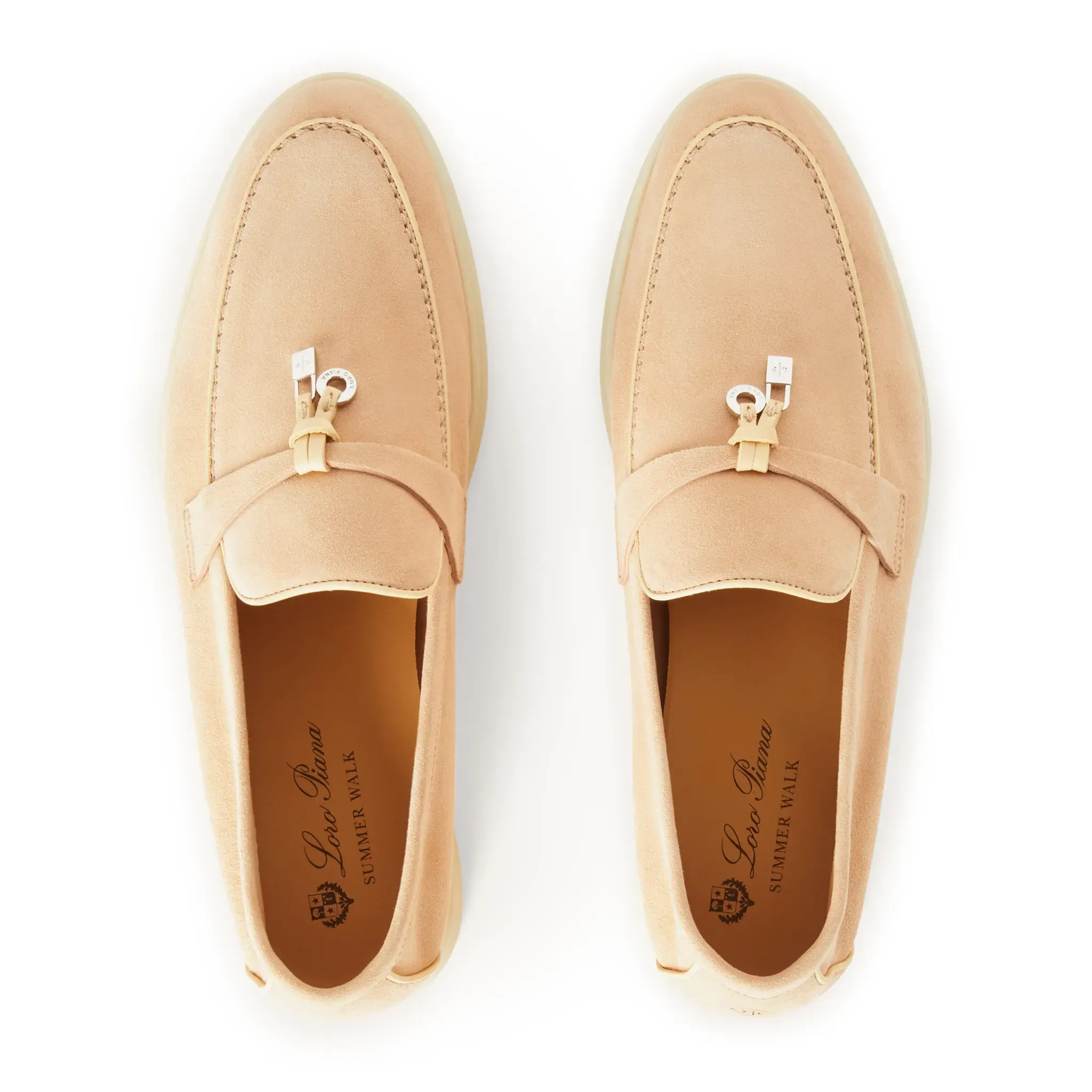 Loro Piana Summer Charms Walk Suede Goatskin Pink Reef Loafers
