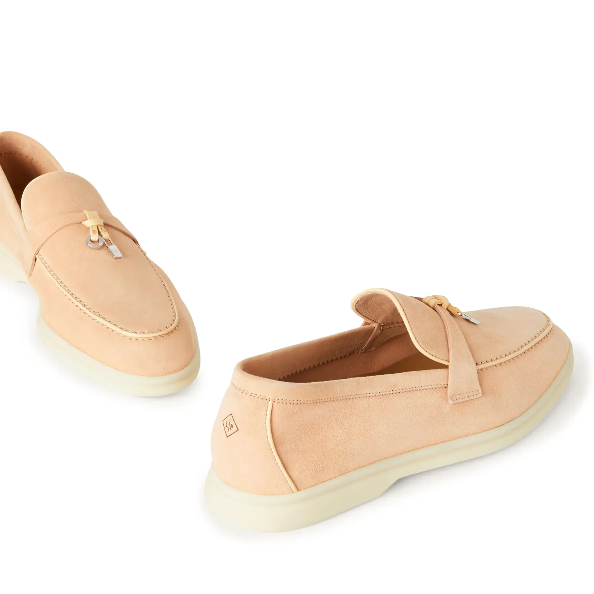 Loro Piana Summer Charms Walk Suede Goatskin Pink Reef Loafers