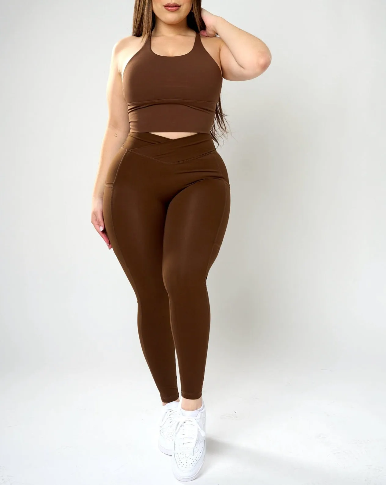Maria High Rise Pocket Leggings - Brown