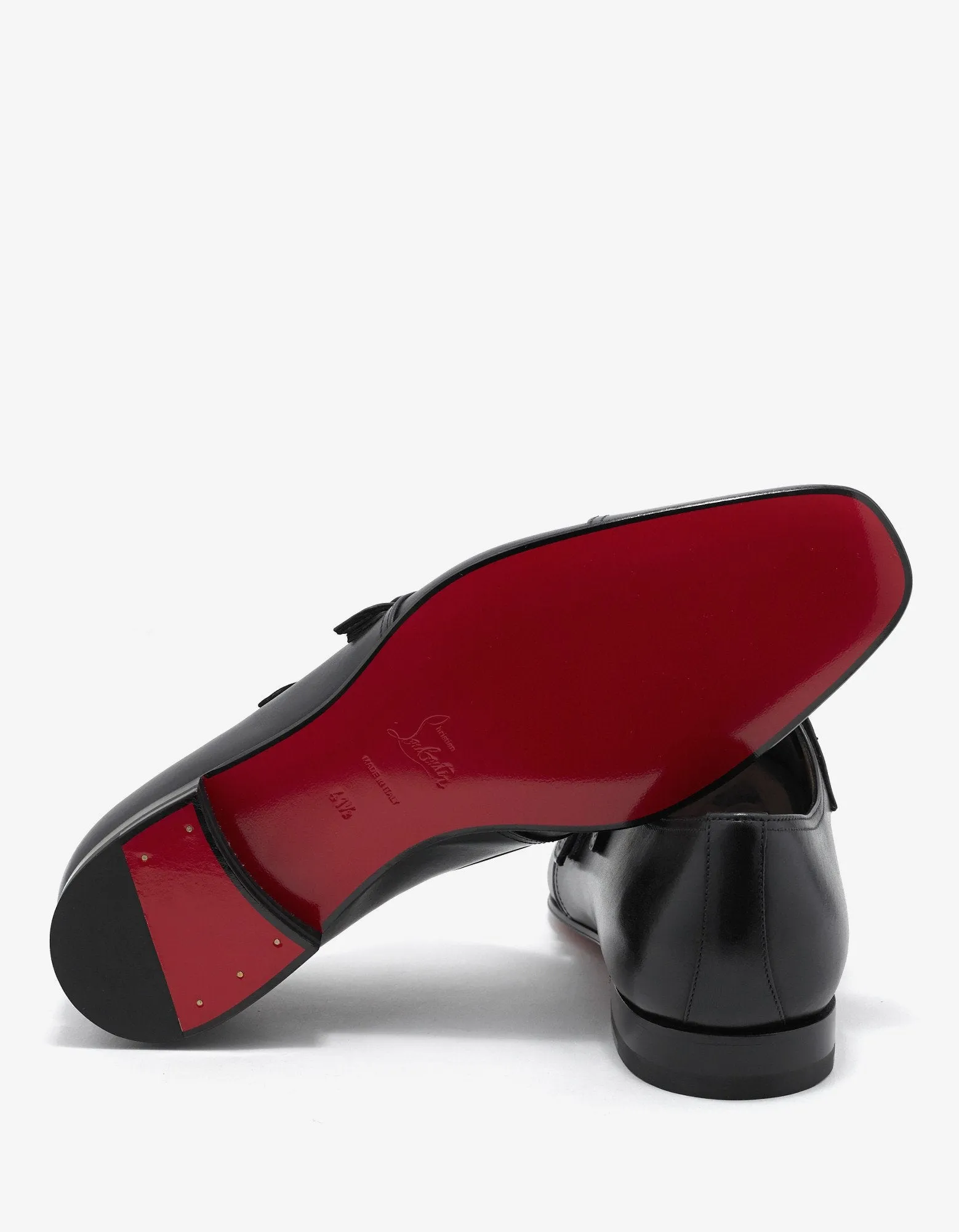 Mortimer Flat Black Leather Monk Strap Shoes