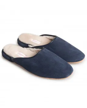 Navy Douglas Suede Sheepskin Slipper