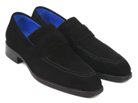 Paul Parkman Goodyear Welted Suede Loafers in Black