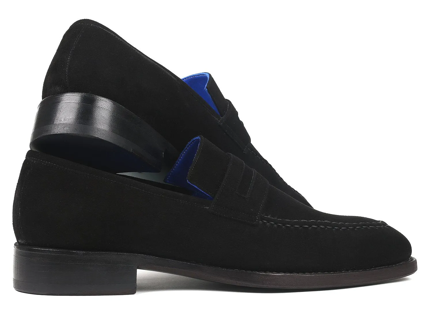 Paul Parkman Goodyear Welted Suede Loafers in Black