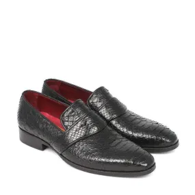 Paul Parkman Men's Genuine Snake Black Loafers 11BLK62