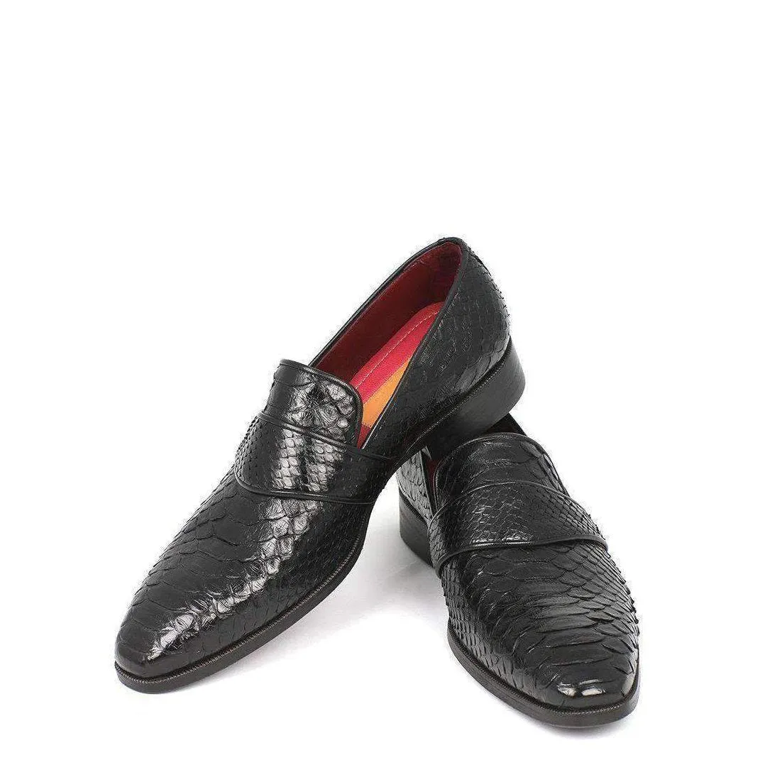 Paul Parkman Men's Genuine Snake Black Loafers 11BLK62