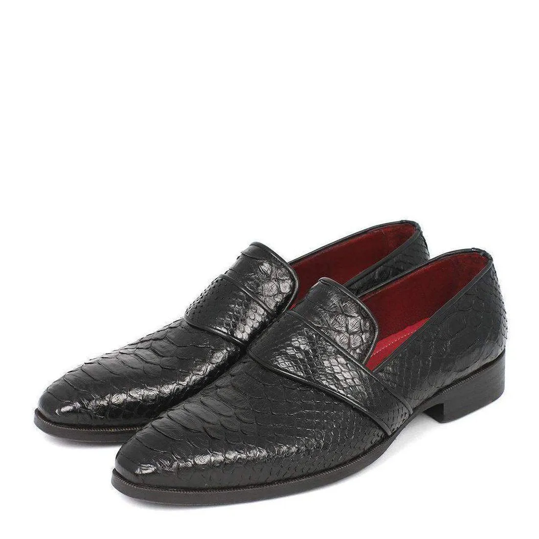 Paul Parkman Men's Genuine Snake Black Loafers 11BLK62