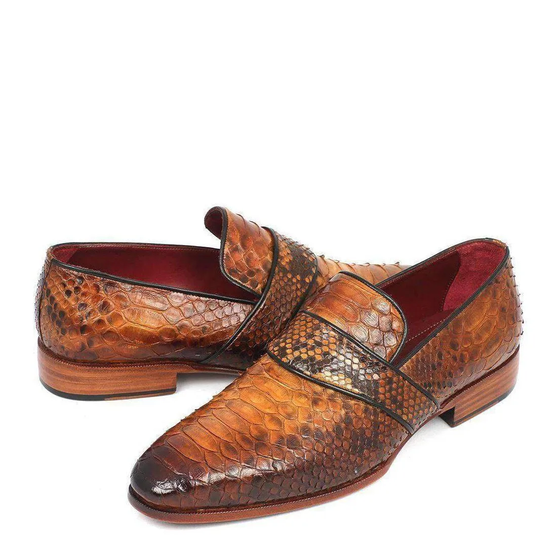 Paul Parkman Men's Genuine Snake Camel Loafers 11CML94