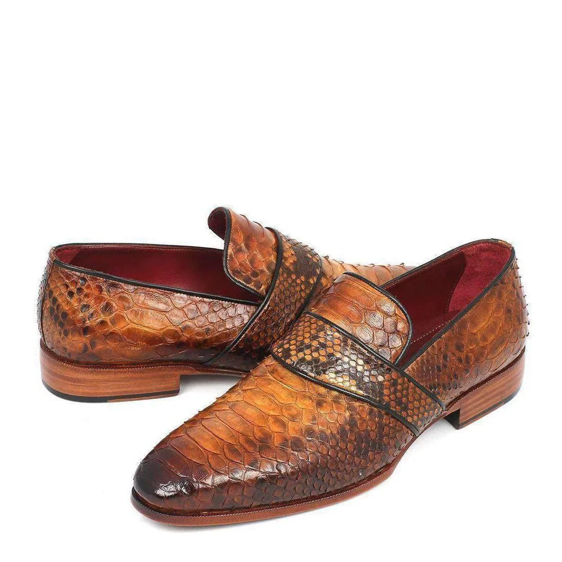 Paul Parkman Men's Genuine Snake Camel Loafers 11CML94
