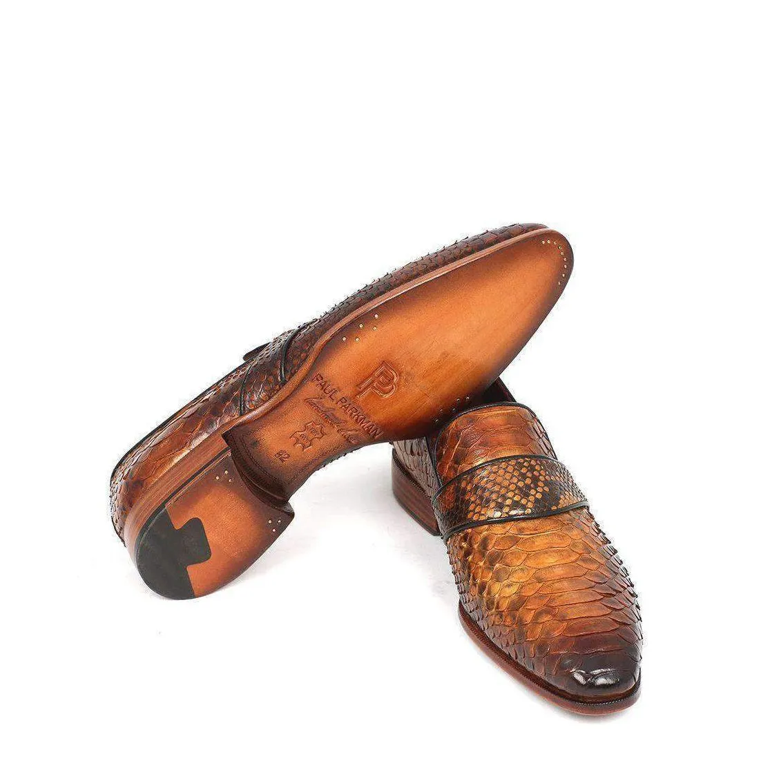 Paul Parkman Men's Genuine Snake Camel Loafers 11CML94