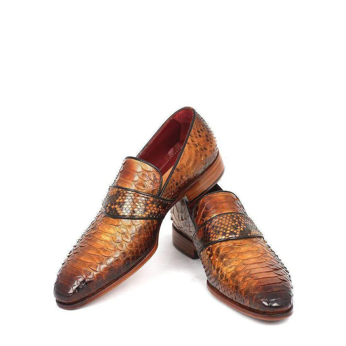 Paul Parkman Men's Genuine Snake Camel Loafers 11CML94