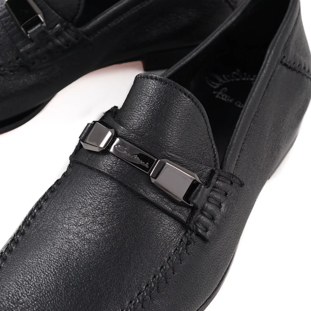 Santoni Soft Leather Loafers in Black