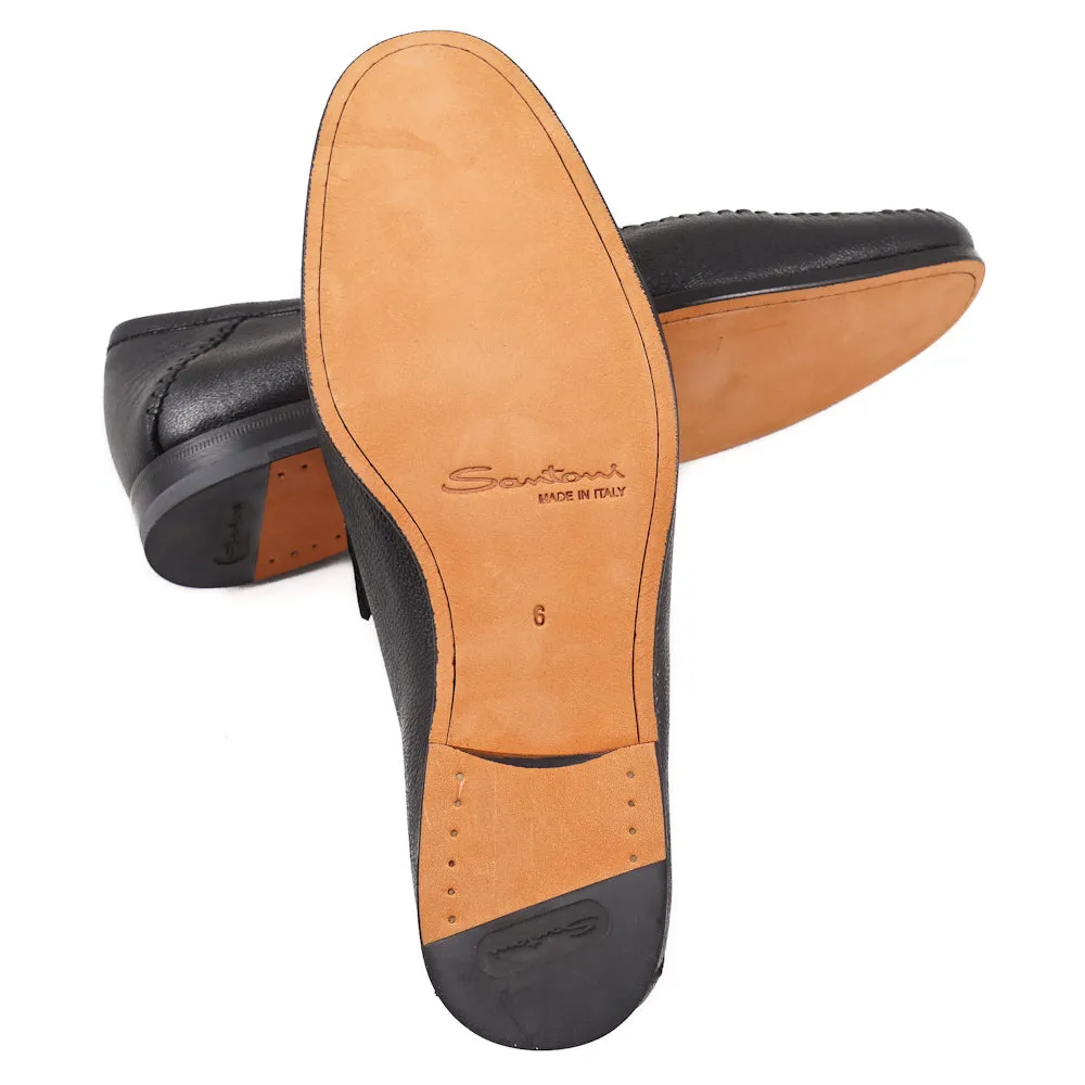 Santoni Soft Leather Loafers in Black