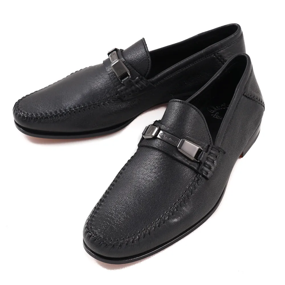 Santoni Soft Leather Loafers in Black