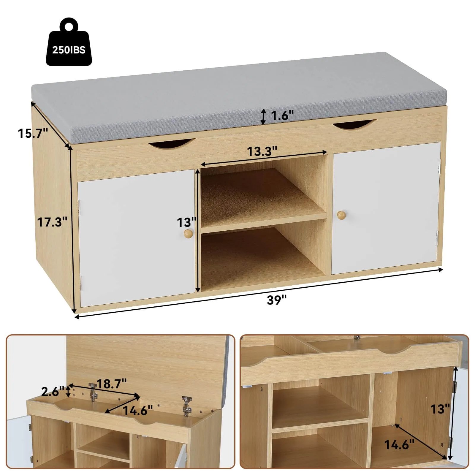 Shoe Storage Bench with Lift Top for Entryway IF032