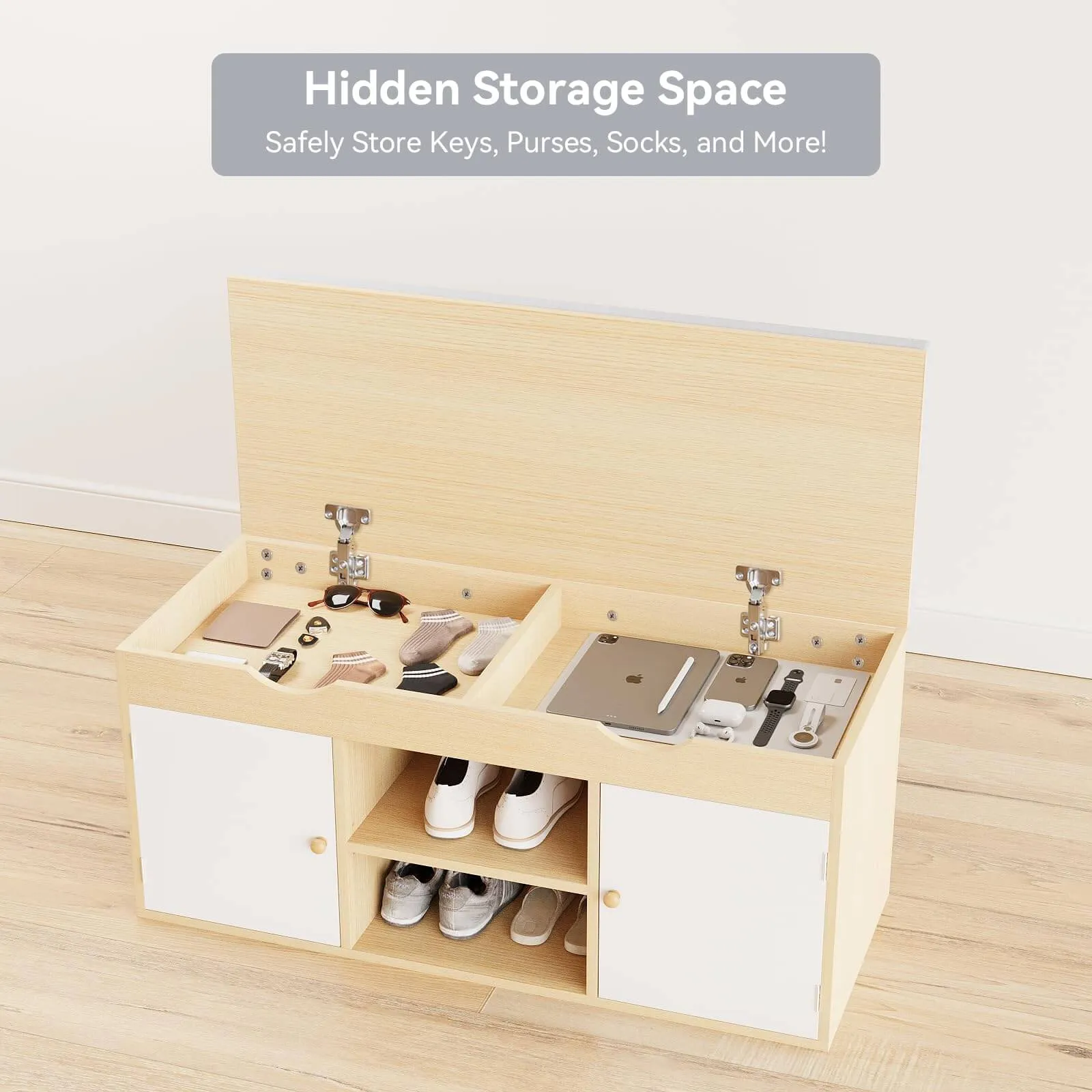 Shoe Storage Bench with Lift Top for Entryway IF032