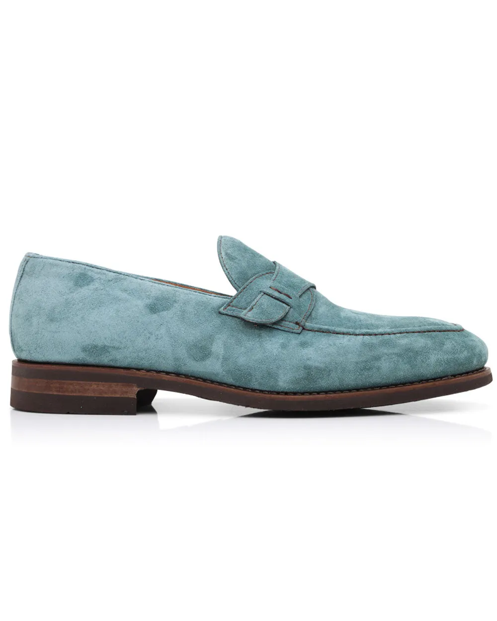 Suede Single Monkstrap Loafer in Turquoise