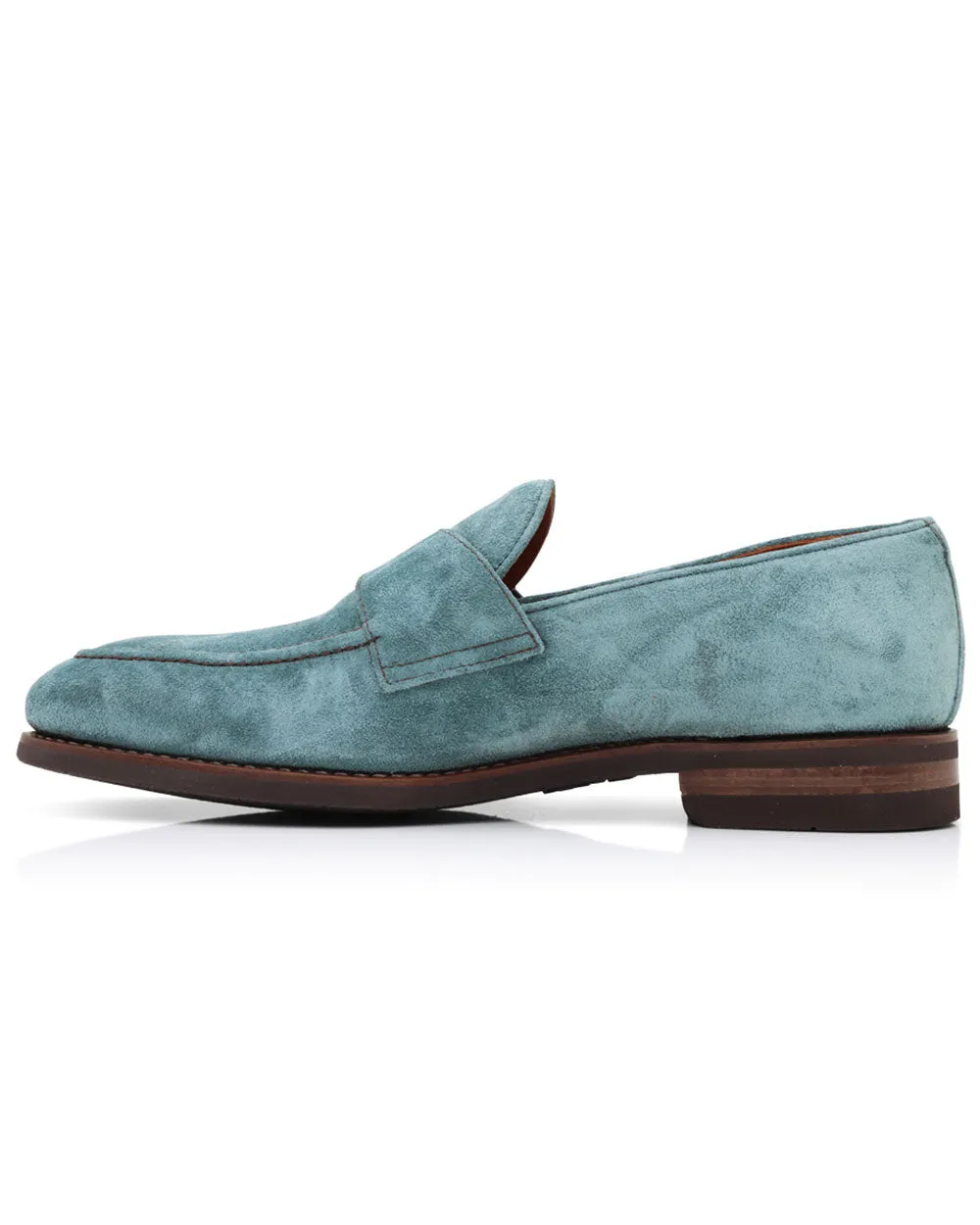 Suede Single Monkstrap Loafer in Turquoise
