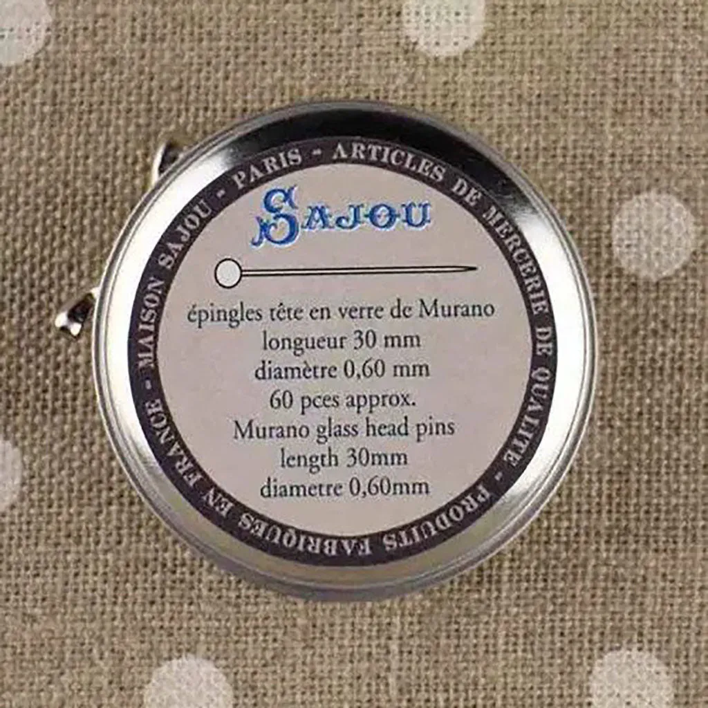 Toile de Jouy Tin with Glass Headed Pins